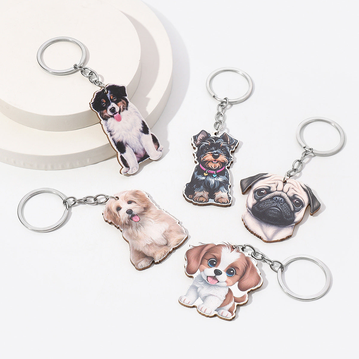Wholesale Cartoon Puppy Wooden Keychain ACC-KC-RongR034