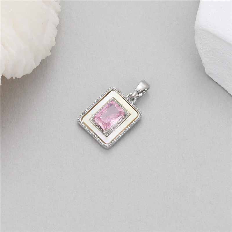 Wholesale Copper Pendant Inlaid with Turquoise Zircon and White Mother-of-Pearl