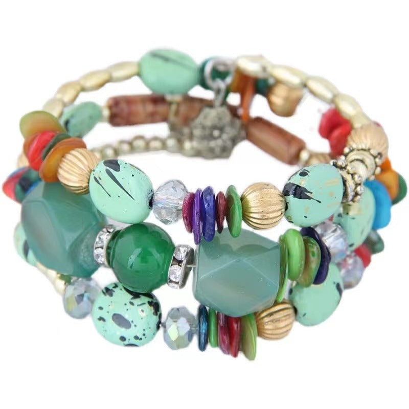 Wholesale Boho Style Kauri Crystal Mixed Multi-layered Bracelet Layered Bracelet Set ACC-BT-Weiy020