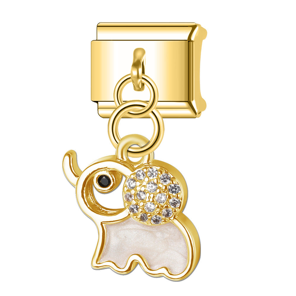 Wholesale Italian Charm Bracelet 9mm DIY Splicing Diamond Splicing Stainless Steel Composable Bracelet