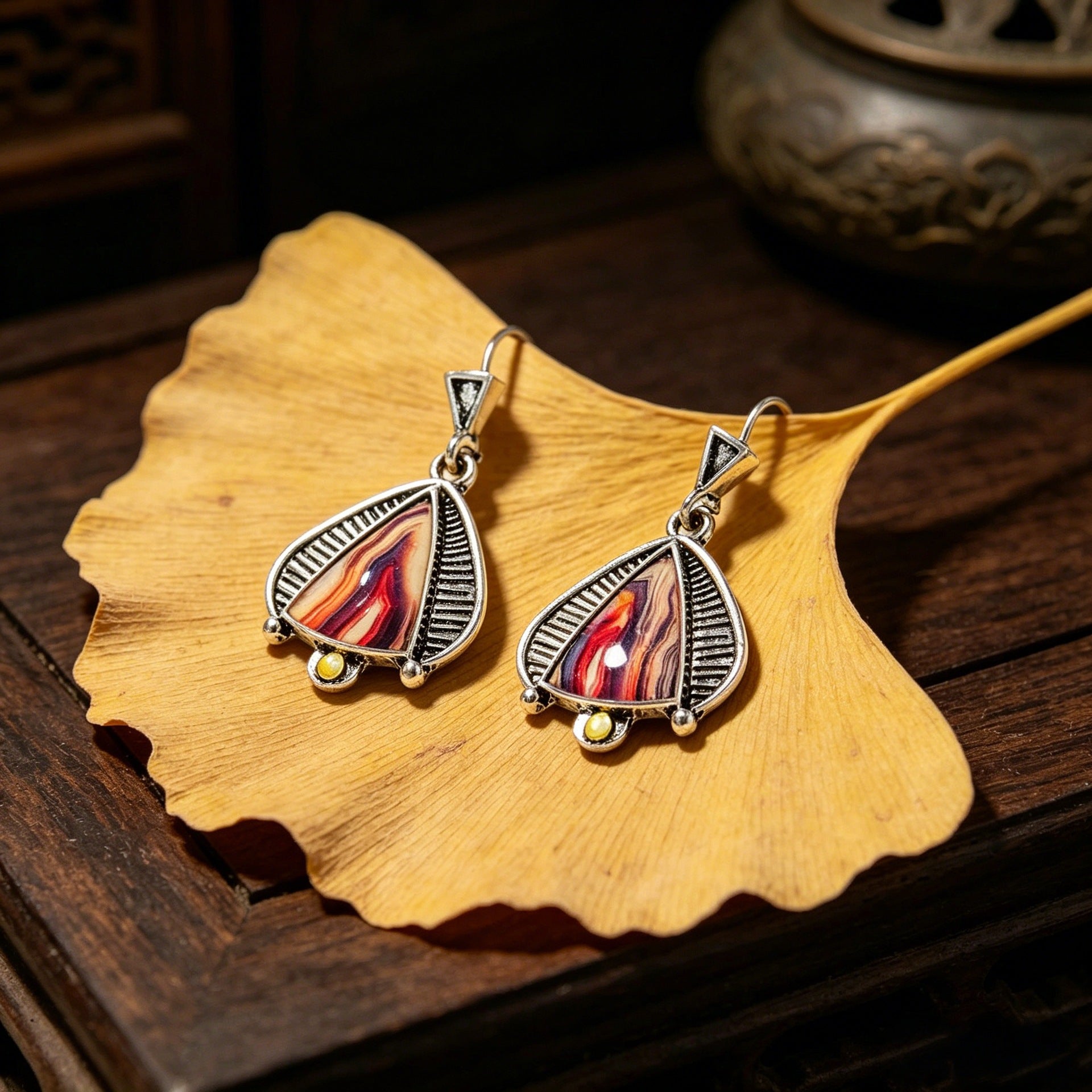 Wholesale Alloy Drop Earrings For Women Chic Triangle Teardrop Lace Design Party Jewelry Accessory