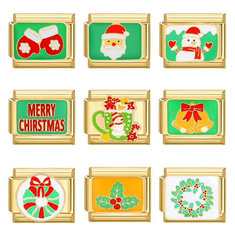 Wholesale Italian Charm Bracelet 9mm DIY Splicing Christmas Titanium Steel Composable Bracelet