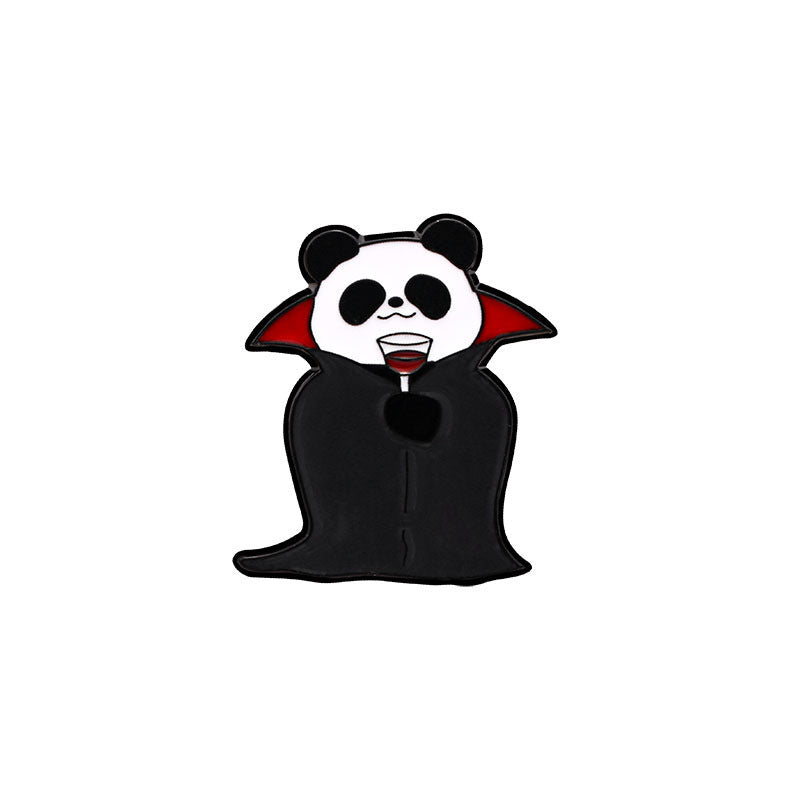 Wholesale  Panda Cartoon Brooch Drip Oil Alloy Badge With Pumpkin Witch Vampire Skull Fashion Accessory For Party Gift Boutique Resale