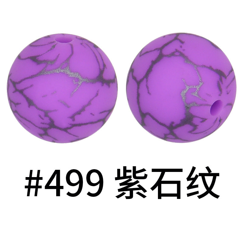 Wholesale 50pcs 15mm Colorful Crack Printed Silicone Balls DIY Beaded Accessories ACC-BDS-HeSheng050
