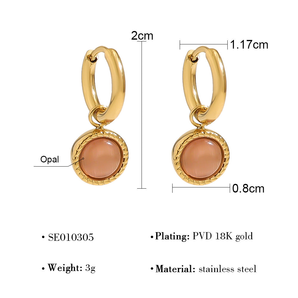 Wholesale  18k gold titanium steel geometric blue turquoise earrings