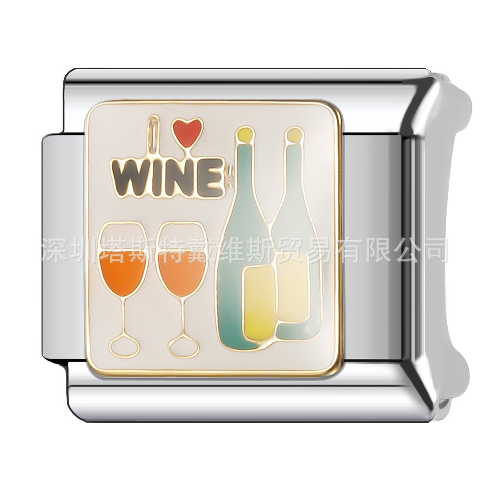 Wholesale 9mm Italian Charm Starter Bracelets DIY square Single Section Creative Stainless Steel Composable Bracelet