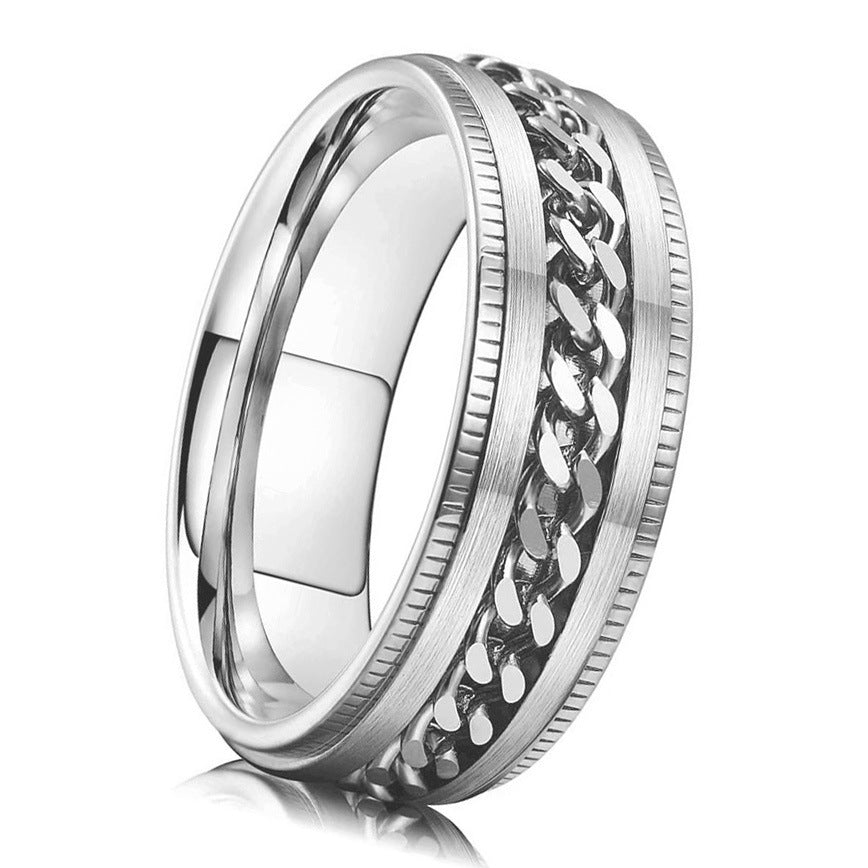 Wholesale  titanium steel 8MM chain couple ring