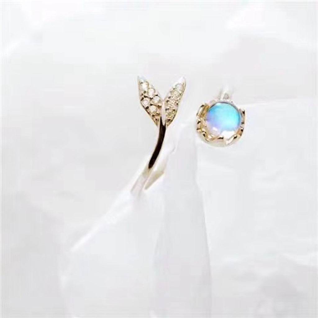 Wholesale Fishtail ring Moonstone index finger adjustable ring