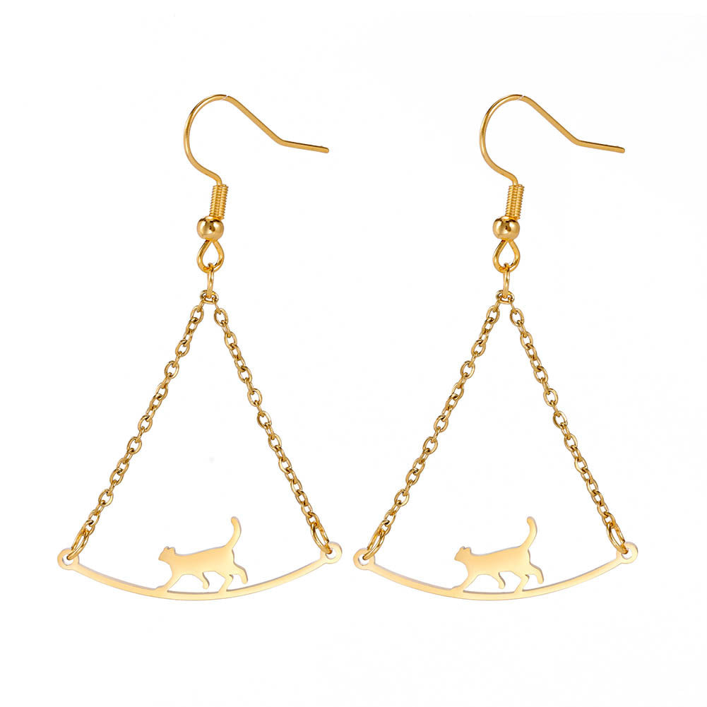 Wholesale Cat Pendant Stainless Steel Earrings ACC-ES-QiJu008