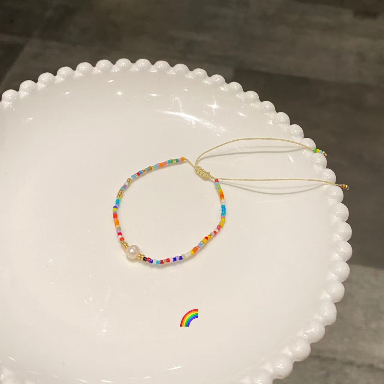 Wholesale Chic Rainbow Color Handmade Glass Beaded Bracelet For Women Fashion Jewelry Accessory Anniversary Gift And Resale