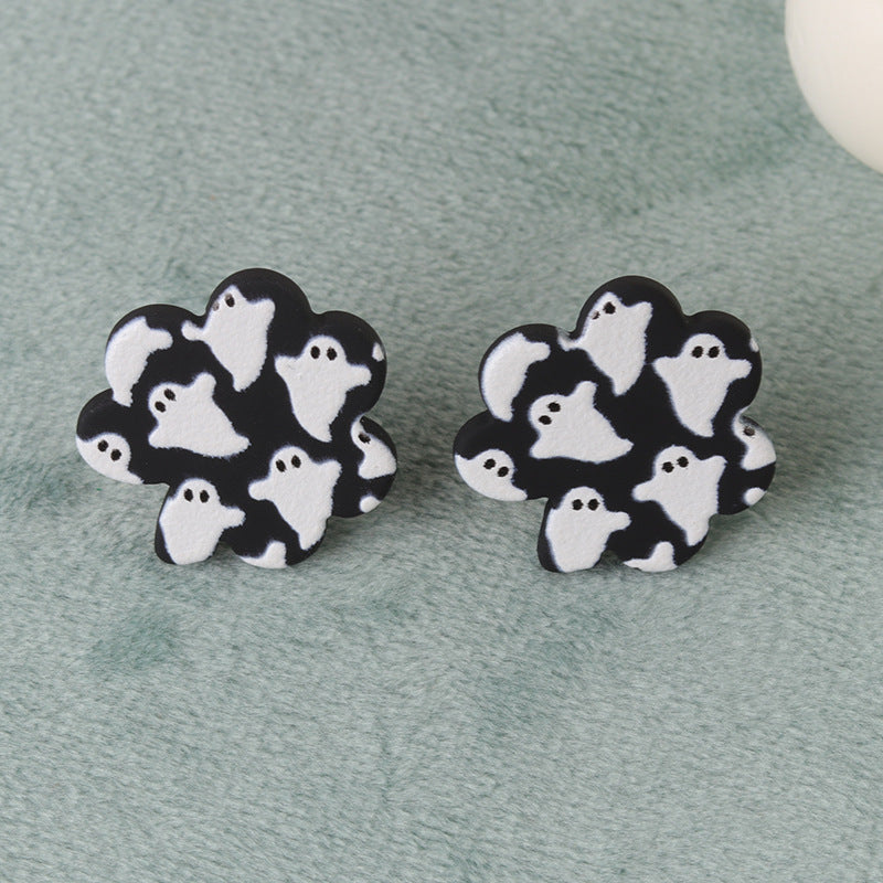 Wholesale   Ghost Bat Geometric Flowers Acrylic Earrings