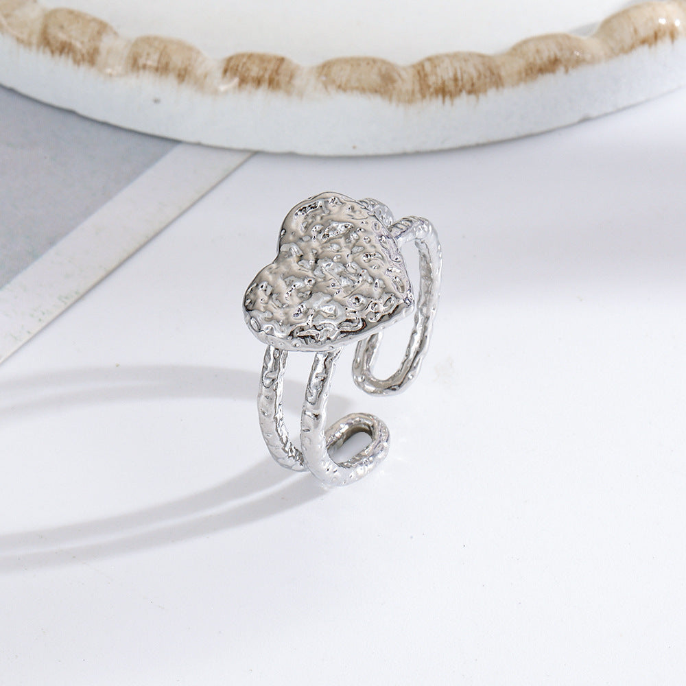 Wholesale Retro style irregular concave and convex heart open ring