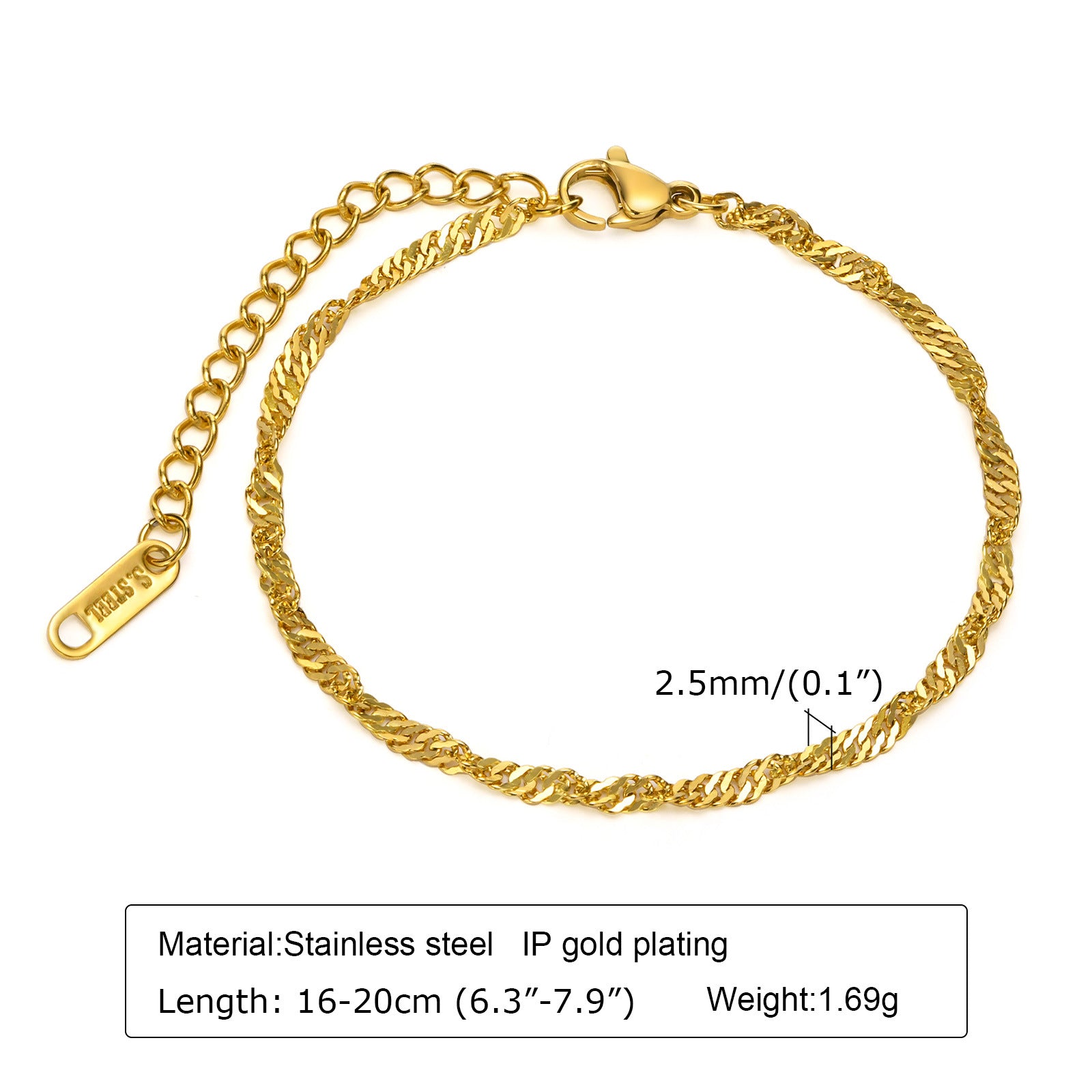 Wholesale 18K Gold Tone Stainless Steel Thin Evil Eye Chain Bracelet Minimalist Layered Design Gift Fashion Jewelry Accessory