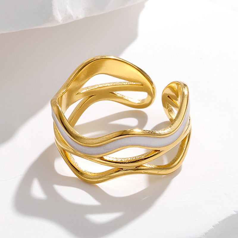 Wholesale Stainless Steel Open Ring Irregular Wave Design Fashion Accessory For Women