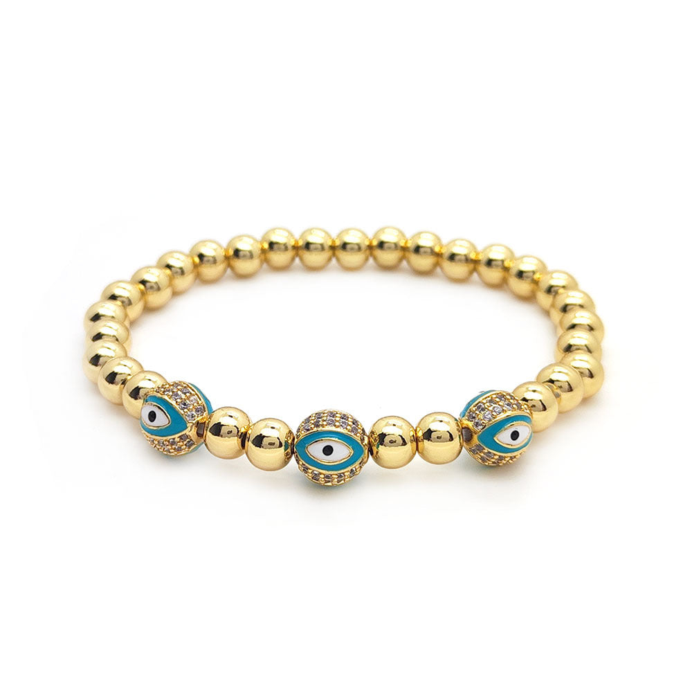 Wholesale 18K Gold Beaded Oil Dripping Devil's Eye Bracelet ACC-BT-Qiqi012
