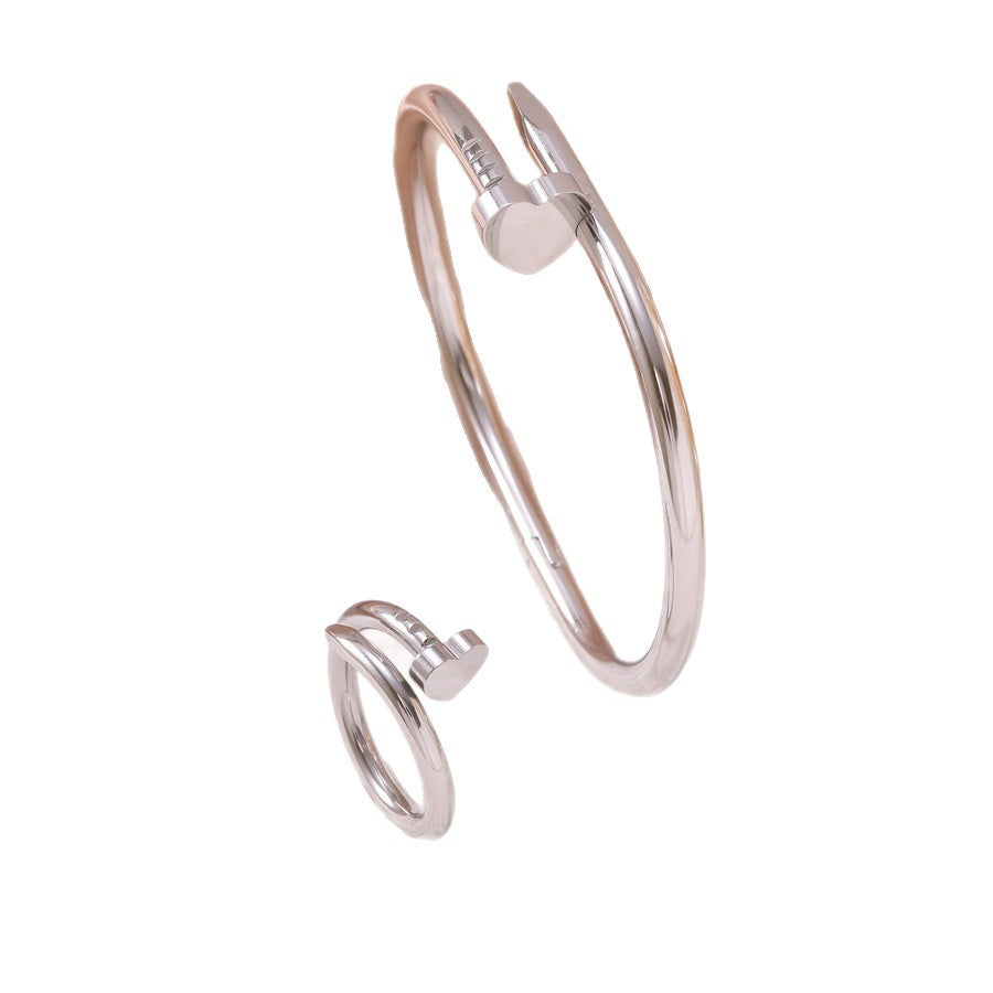 Wholesale Stainless Steel Electroplated Heart Bracelet And Ring Set For Couples Chic Jewelry Gift For Everyday Wear