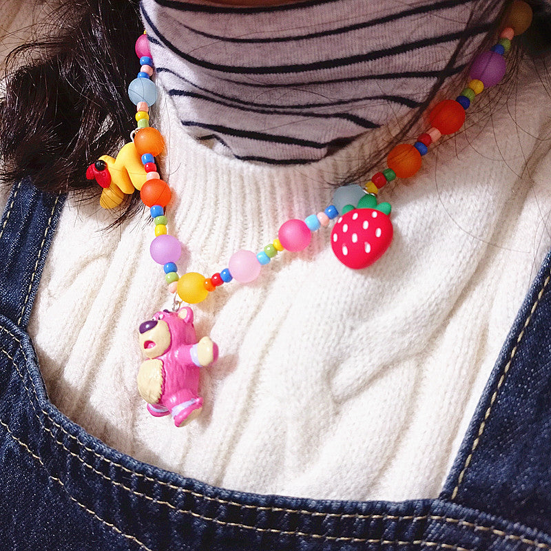 Wholesale Acrylic Beads Cute Bear Short Necklace ACCVIP-NE-XingJun001