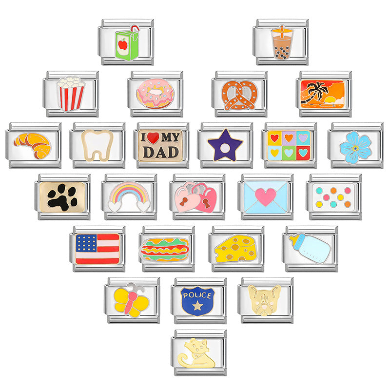 Wholesale  Italian Charm Bracelet 9mm DIY Splicing Removable Cartoon Food Stainless Steel Composable Bracelet