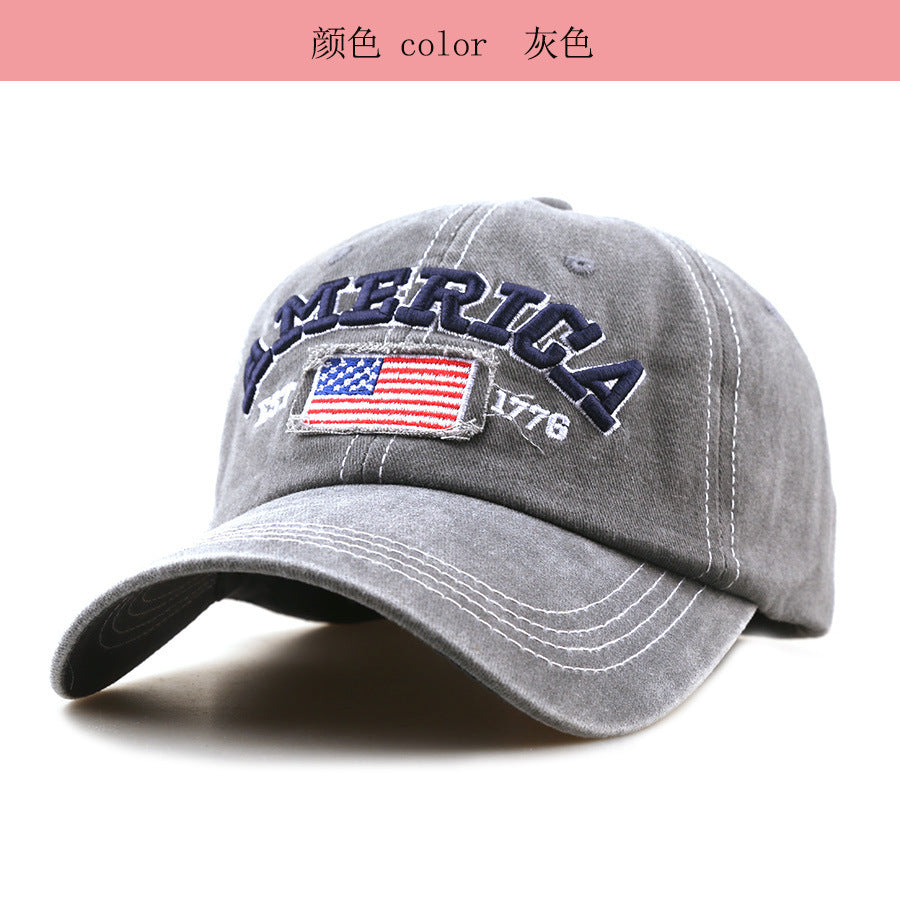 Wholesale Trendy American Flag Embroidered Baseball Cap,  Solid Black Unisex Sun Protection Hat,  Fashion Boutique Resale Gift