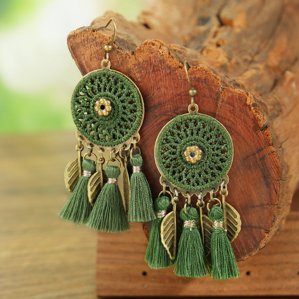 Wholesale Bohemian Tassel Earrings Ethnic Style Hand-Woven - Boutique Resale Jewelry Accessory