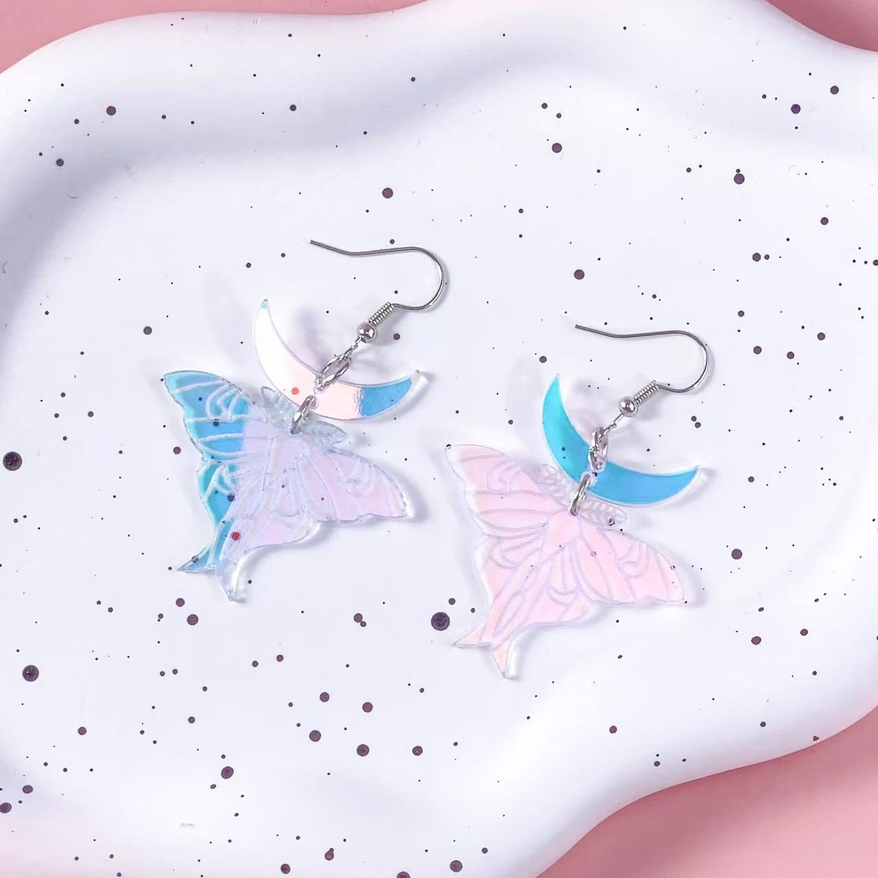 Wholesale Gradient colorful wings butterfly wings earrings