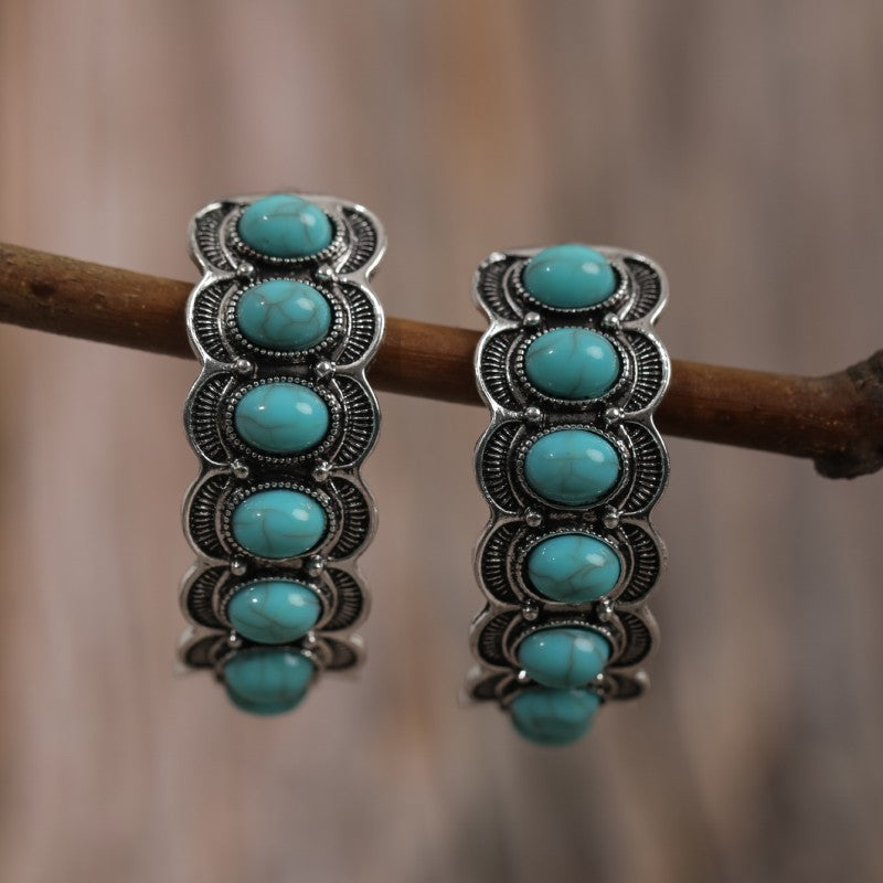 Wholesale Bohemian Vintage Ethnic Style Turquoise Earrings ACC-ES-JunJie003