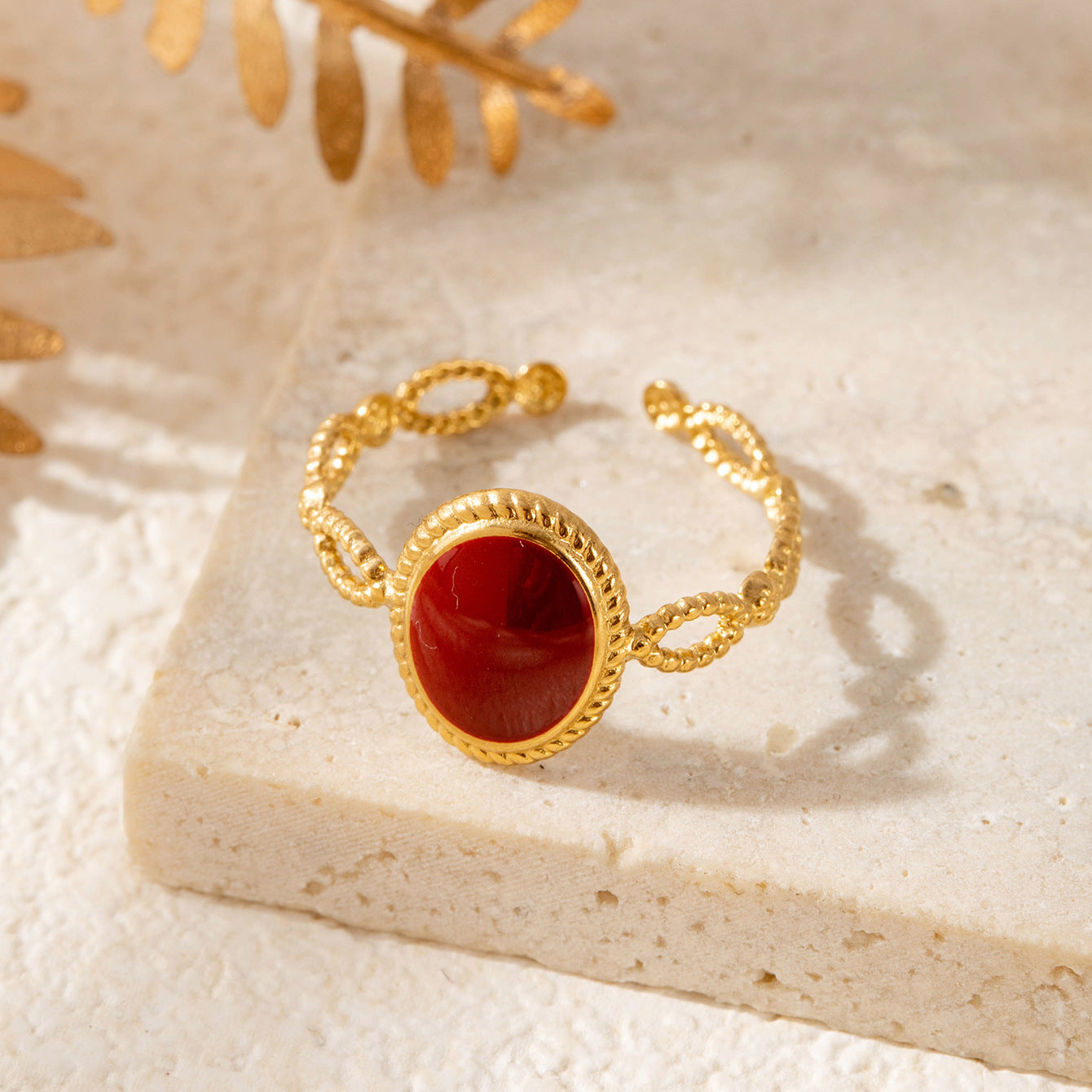 Wholesale  Titanium Steel Oil Dropping Geometric Light Luxury Opening Adjustable Ring