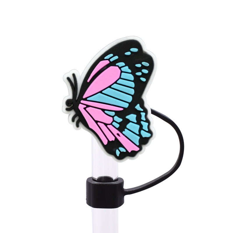Wholesale Random 100pcs Butterfly Series 8/10mm PVC Soft Straw Tube Cap