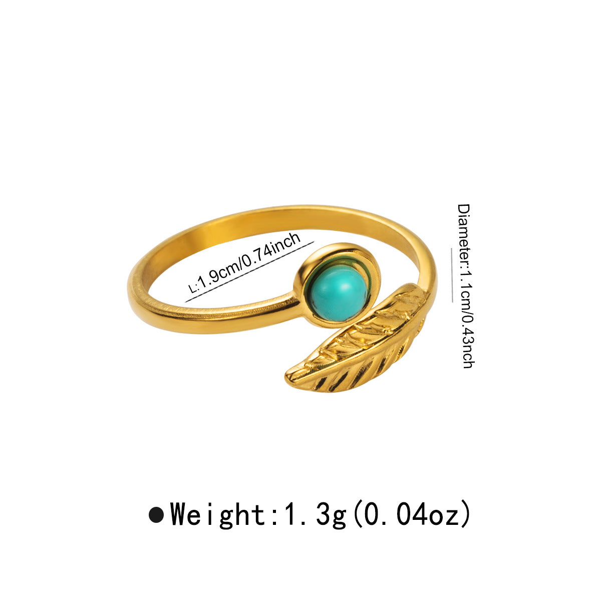 Wholesale Stainless Steel Vintage Ethnic Style Turquoise Natural Stone Shell Opening Ring