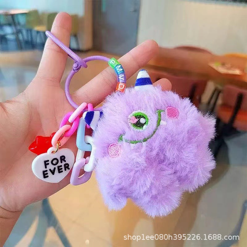 Wholesale cute cartoon briquettes little monster plush doll keychain