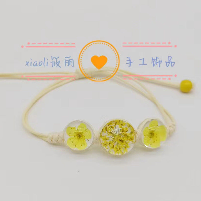 Wholesale Cherry Blossom Plum Blossoms Gypsophila Hand-woven Natural Real Flower Bracelet Rope ACC-BT-Youl007