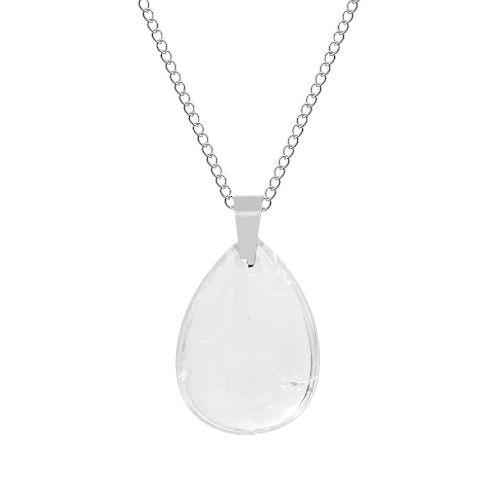 Wholesale Natural Crystal Pendant Necklace Stainless Steel O-Chain with Lobster Clasp Boutique Jewelry Accessory