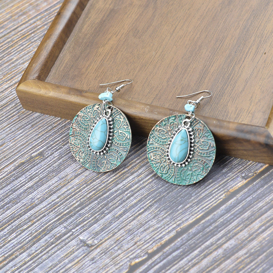 Wholesale Retro Bohemian  Double-Layer Cross Pattern Earrings