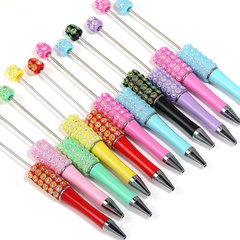 Wholesale 10pcs Beadable Pens Colorful Resin Diamond Plastic DIY Beaded Pen ACC-PN-BLG002