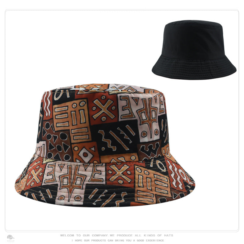 Wholesale Retro Pattern Printed Bucket Hat Double Sided Basin Hat ACC-HT-DaQi001