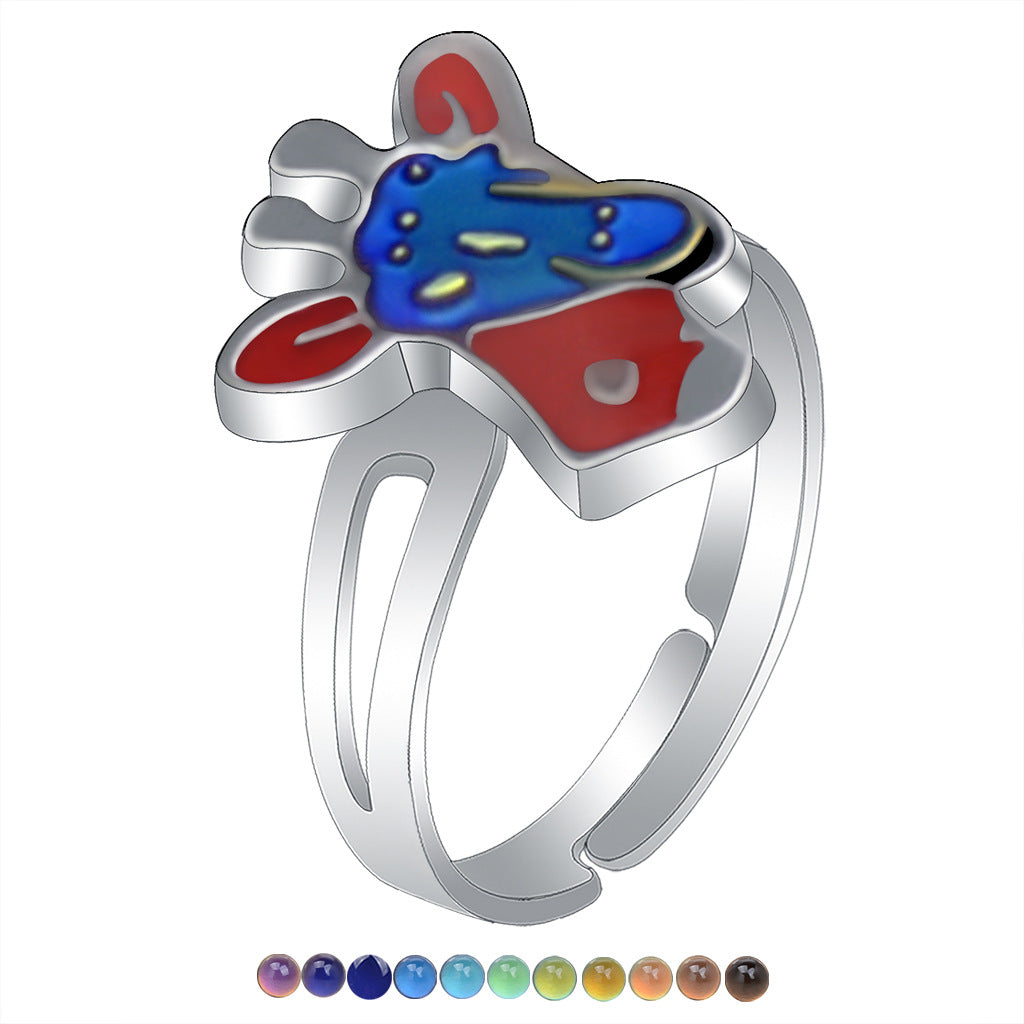 Wholesale Children's Princess Cartoon Cute Animal Temperature Sensitive Color Changing Ring ACC-RS-Hour001