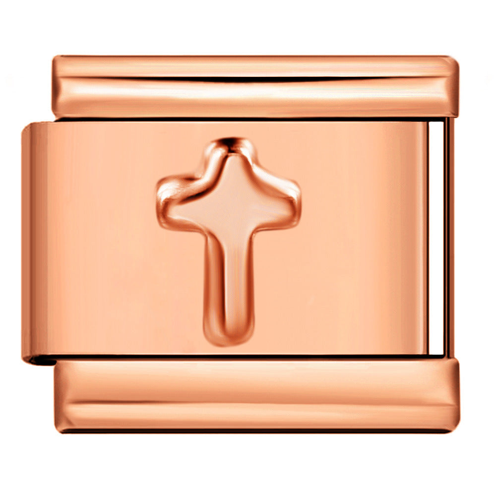 Wholesale Italian Charm Bracelet 9mm DIY Splicing Rose Gold Series Stainless Steel Composable Bracelet