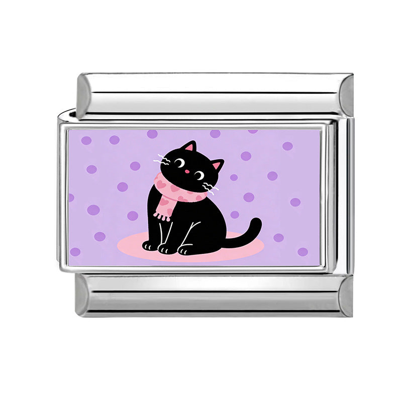 Wholesale Cat Theme DIY Modular Bracelet Stainless Steel Fashion Jewelry Accessory Gift