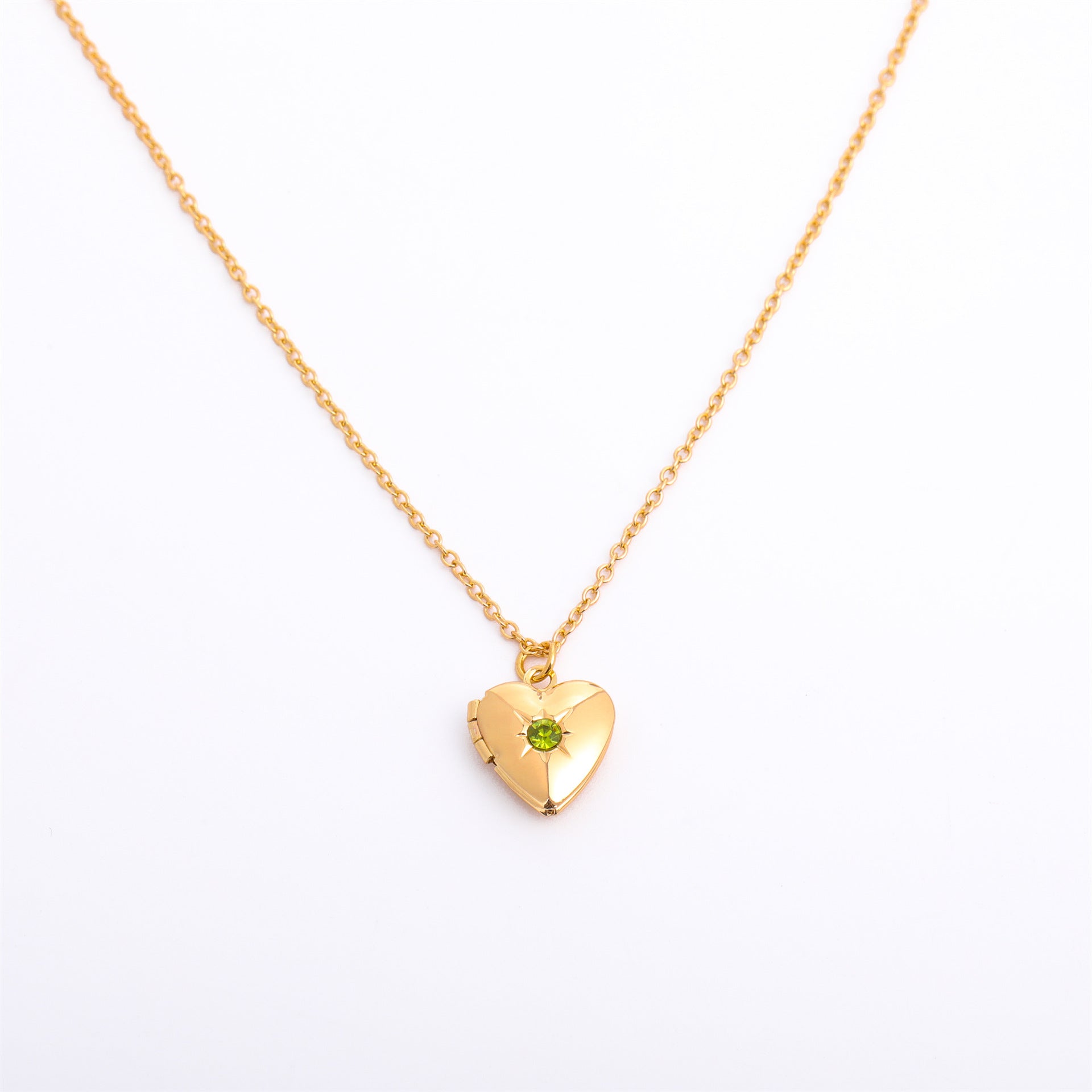 Wholesale December birthday stone heart-shaped opening and closing album necklace