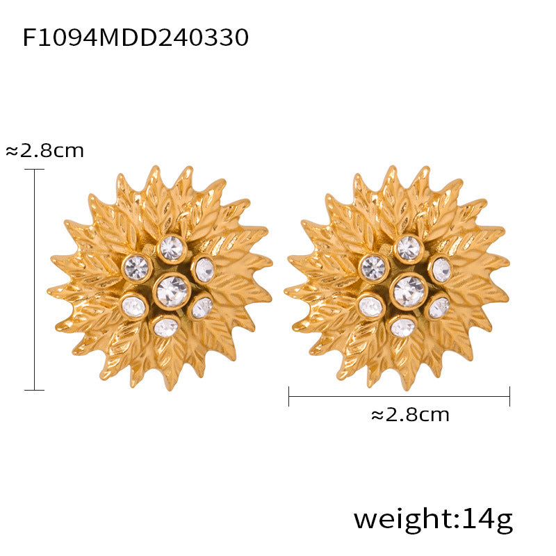 Wholesale Diamond Drip Glaze Geometric Double Layer Twist Chain Titanium Steel Necklaces Jewelry Set ACC-NE-MiLi007