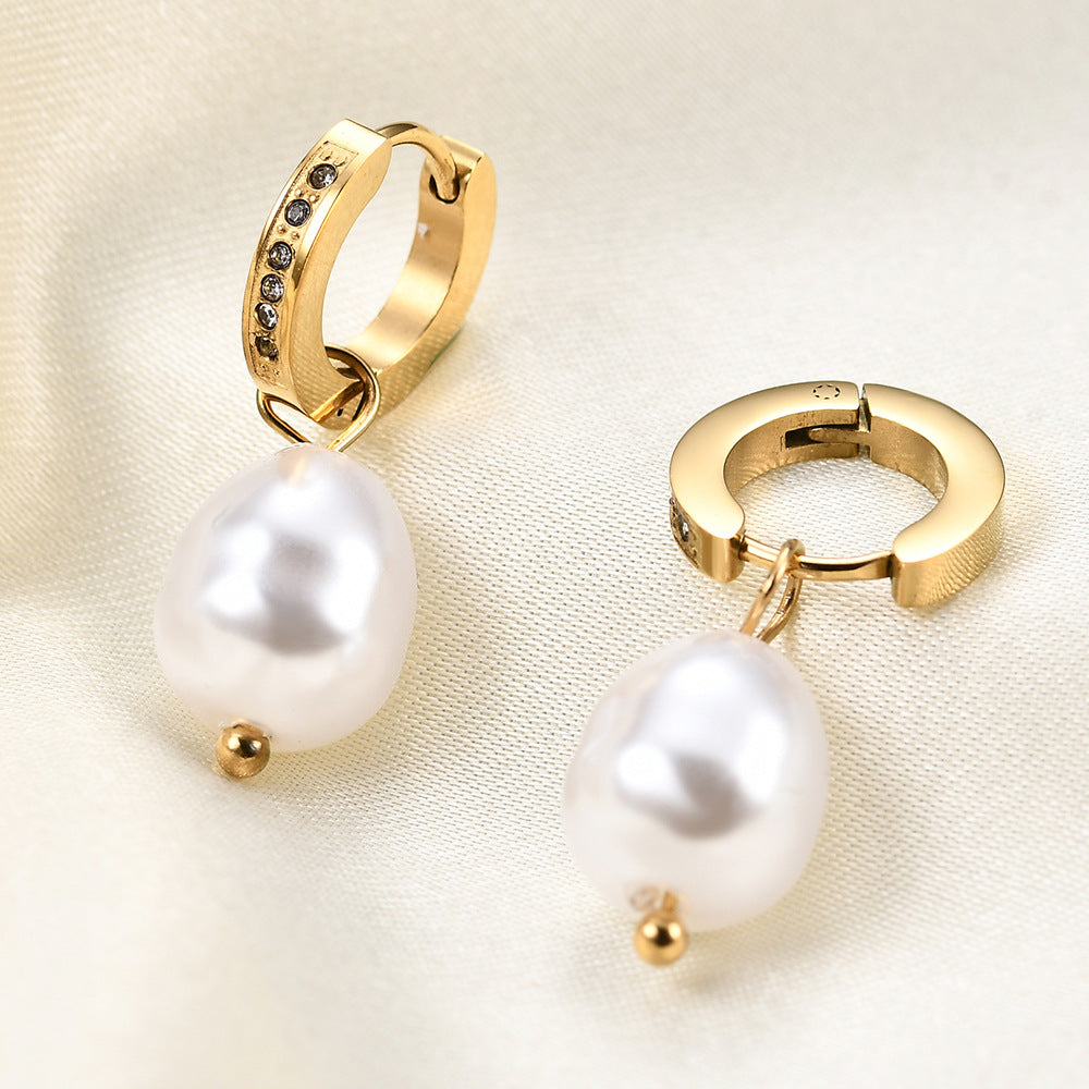 Wholesale Titanium Steel Single Row Zirconia Micro-paved Earrings