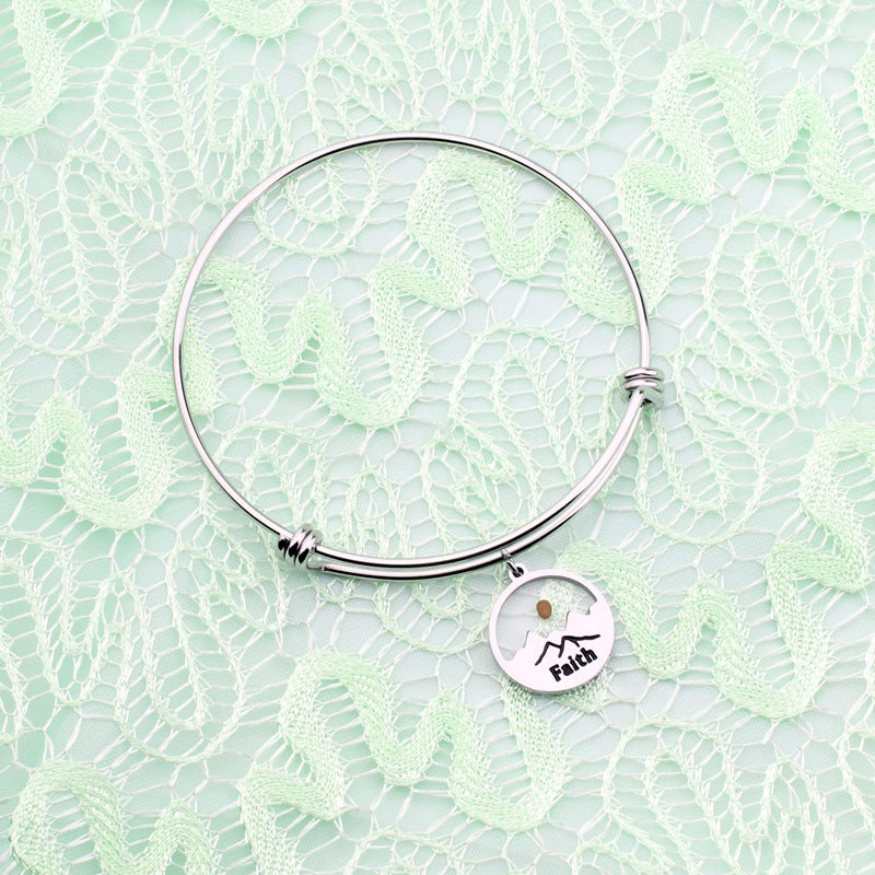 Wholesale  stainless steel Faith Faith mountain mustard seed bracelet