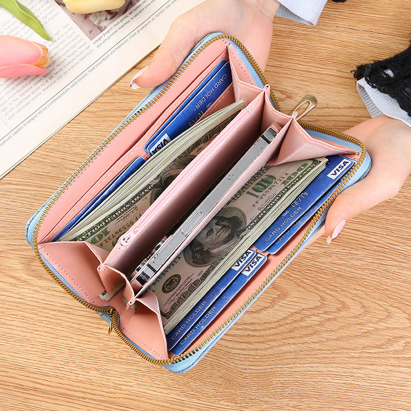 Wholesale long zipper clutch large mobile phone bag wallet