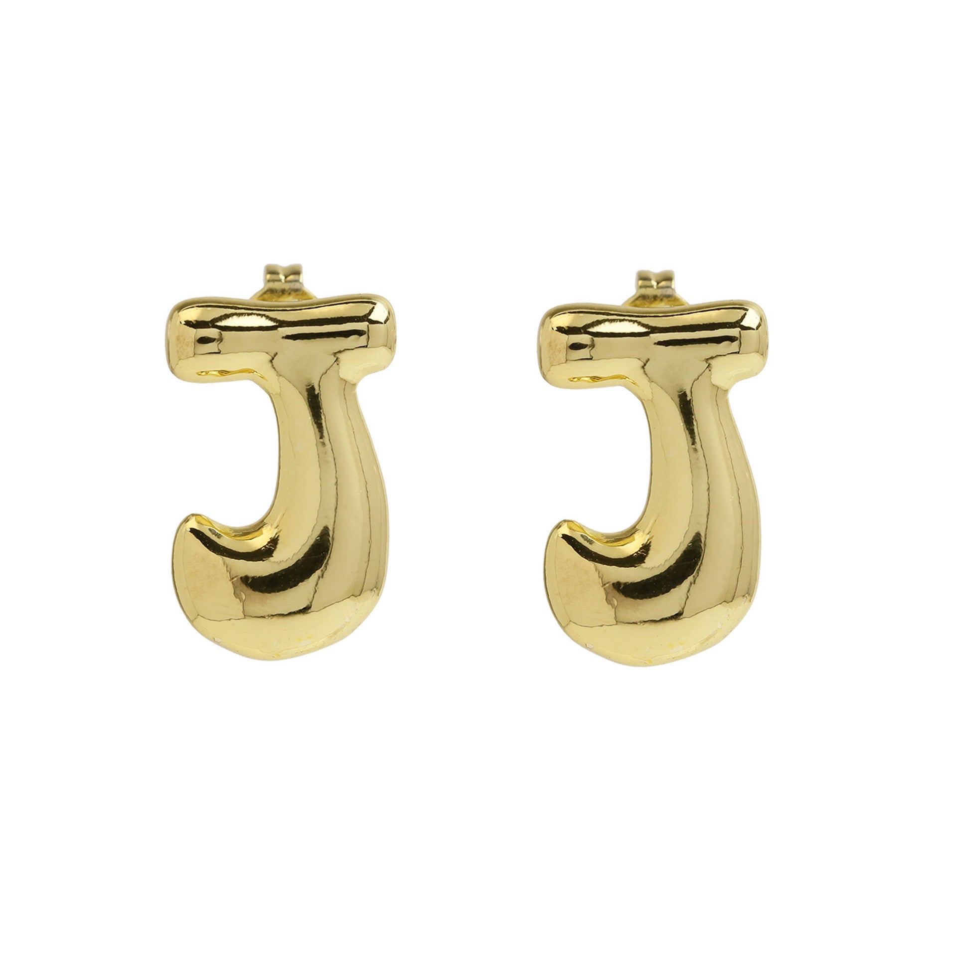 Wholesale  copper plated 18k real gold chubby bubble balloon 26 English letter earrings