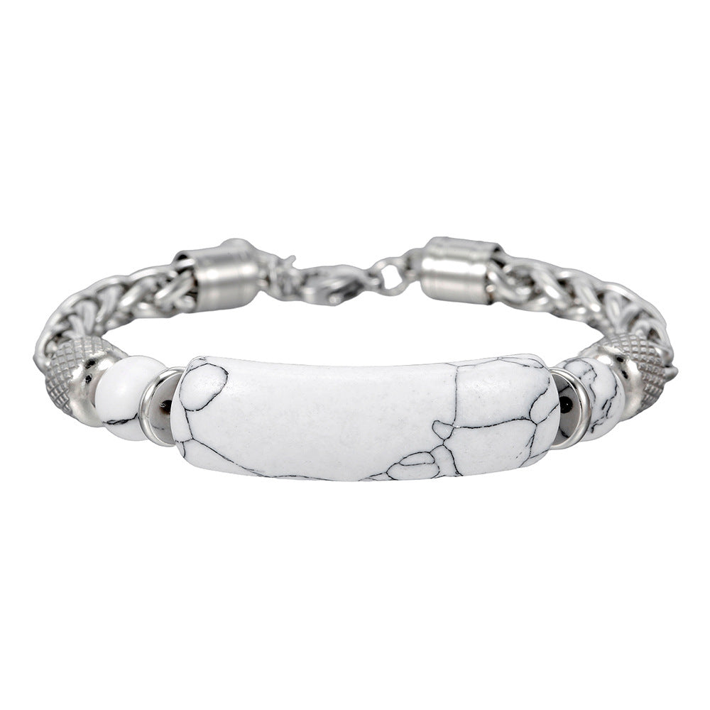 Wholesale Stainless Steel Turquoise Unisex Bracelet Vintage Chain Fashion Accessory for Everyday Wear