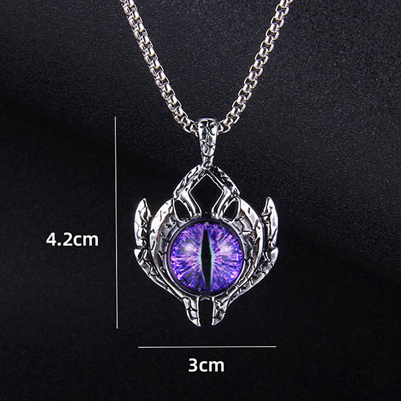 Wholesale Vintage Devil Eye Pendant Titanium Steel Necklaces ACC-NE-Hanyu014