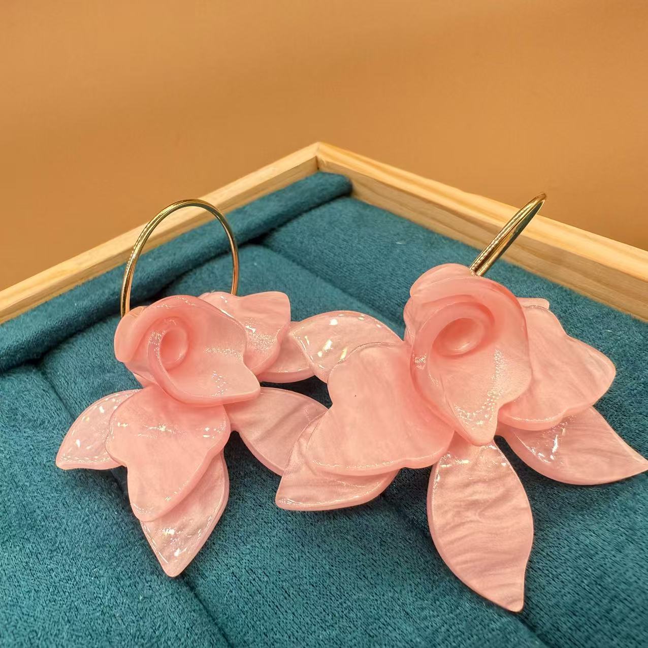 Wholesale Korean Style Fairy Floral Earrings,  Plastic Resin Electroplated,  Fashion Accessory Jewelry