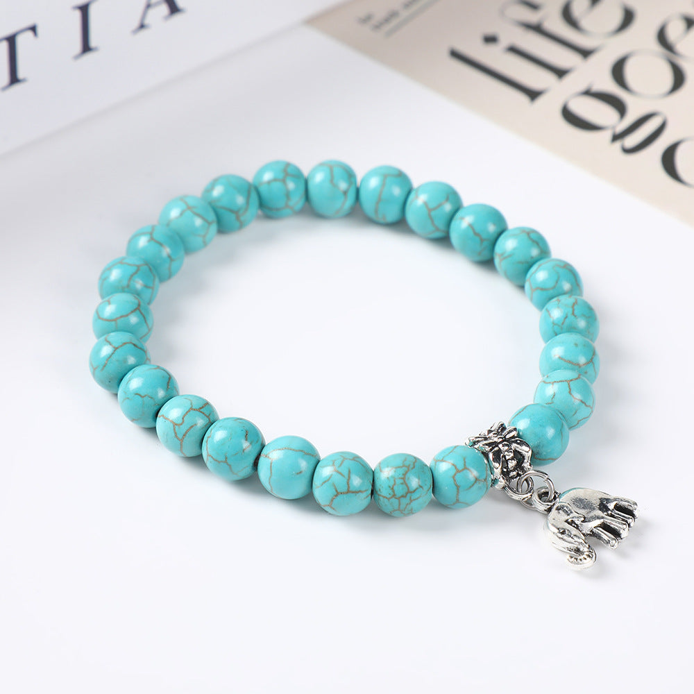 Wholesale Bohemian Turquoise Acrylic Turtle Tree Pendant Bracelet Fashion Accessory for Daily Wear