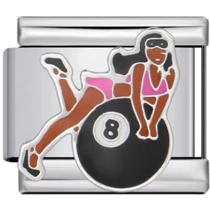 Wholesale Italian 3D modular billiards style  stainless steel bracelet