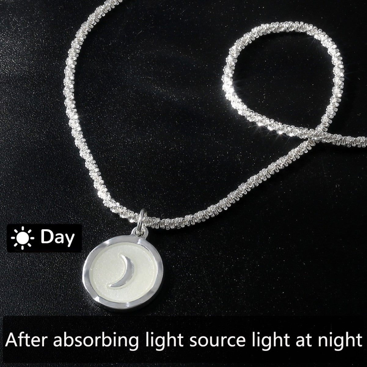 Wholesale Silver creative  moon oil drop luminous glowing blingbling cauliflower necklace
